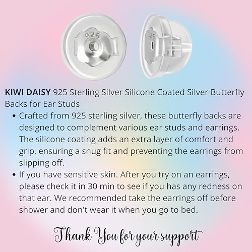 Earring Back Coated with Soft Clear Silicone 925 Sterling Silver (5 Pairs/Pack)4