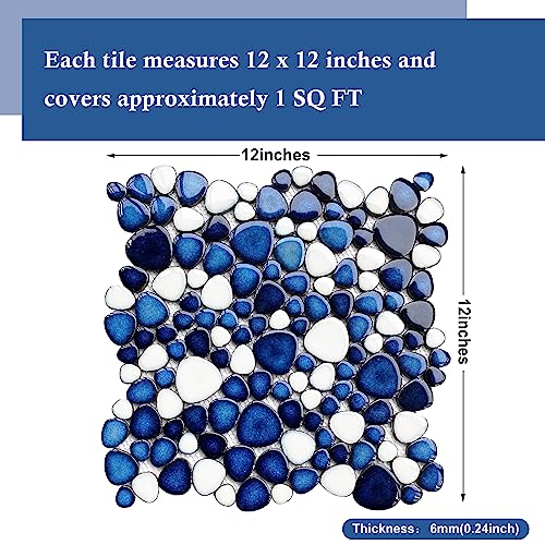 Primoon Pebble Ceramic Tiles 5 Sheets, Heart-Shaped 12X12 Floor Tile Ceramic thumb #4