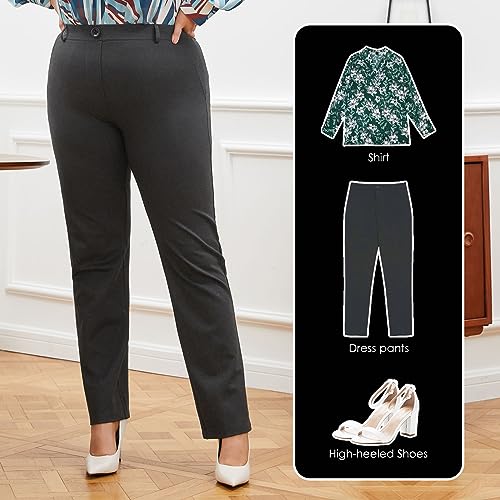 Plus Size Women's Straight-Leg Dress Pants - Slacks for Business Casual,Work Clothes for Office2