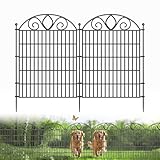 10-Panel No-Dig Tall Garden Fence – 34″H x 22′L Rustproof Metal Dog Fence, Decorative Yard & Garden Animal Barrier, Easy Install Outdoor Pet & Flower Bed Border, Temporary Fence