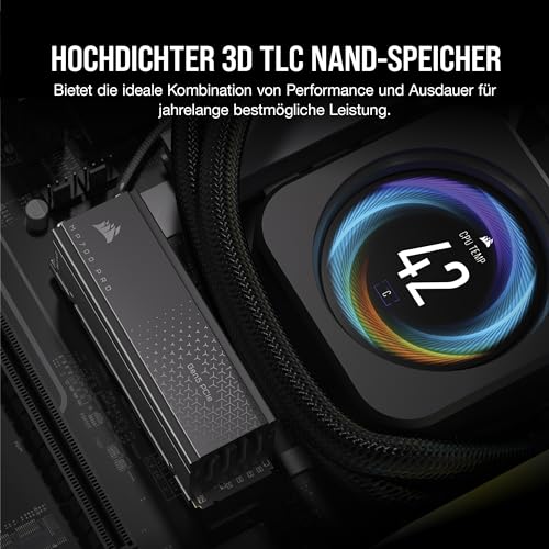 Corsair MP700 PRO Mit Luftkühler 1TB M.2 PCIe Gen5 x4 NVMe 2.0 SSD - M.2 2280 - Bis zu 11.700MB/sec Sequentielles Lesen - High-Density TLC… – Ansicht 7