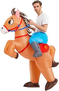 Inflatable Horse Costume Adult Riding Horse Costumes Cowboy Blow Up Funny Ride On Horse Suit for Men Women Halloween Party - Buy now