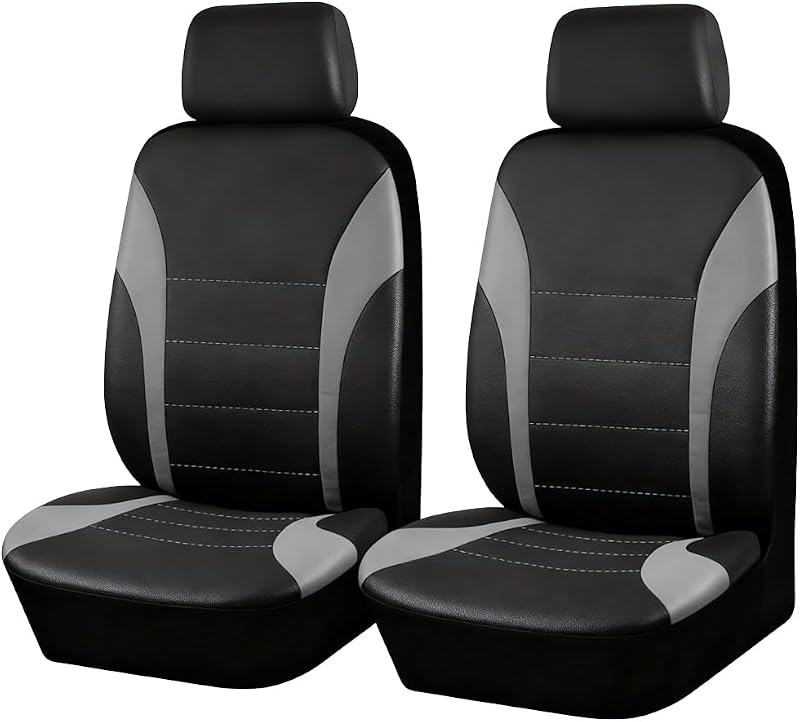 Capa para Banco Dianteiro de Carro SWPHRT em Poliéster com Espuma e Capa Removível para Encosto de Cabeça, Cinza, Kit com 4 Peças
