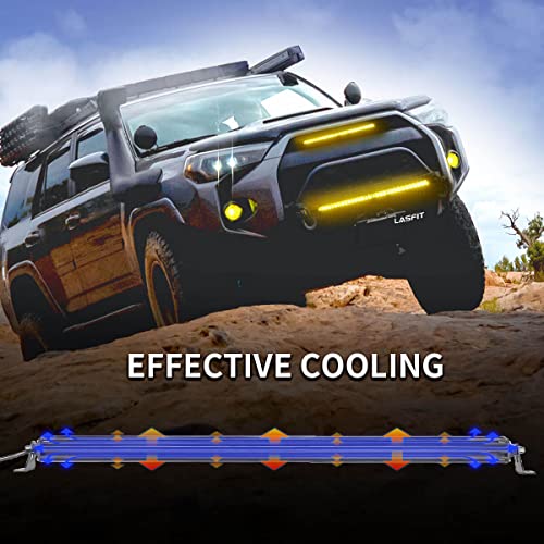 Lasfit 52 Inch Amber Light Bar & 18Y Yellow Flood Beam #TOP2