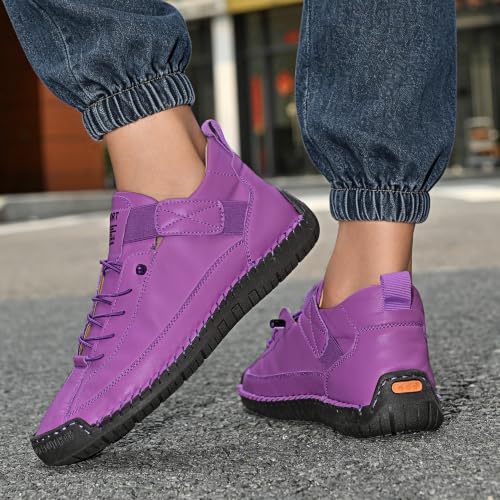 Image of Womens Casual Shoes Ankle Chukka Boots Slip On Breathable Loafers Handmade Fashion Sneakers Mid top Walking Driving Flats Shoes