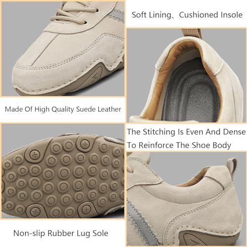 Image of Runscbk Men's Retro Handmade Suede Chukka Shoes with Arch Support,Fashion Casual Lightweight Outdoor Sneakers for Hiking Trailing Commuting