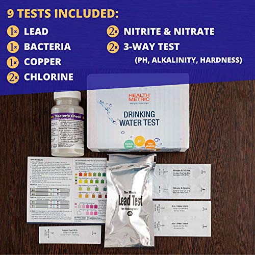Drinking Water Test Kit For Municipal Tap and Well Water - Simple Testing Strips For Lead Copper Bacteria, Nitrates, Chlorine and More - Thumbnail 2