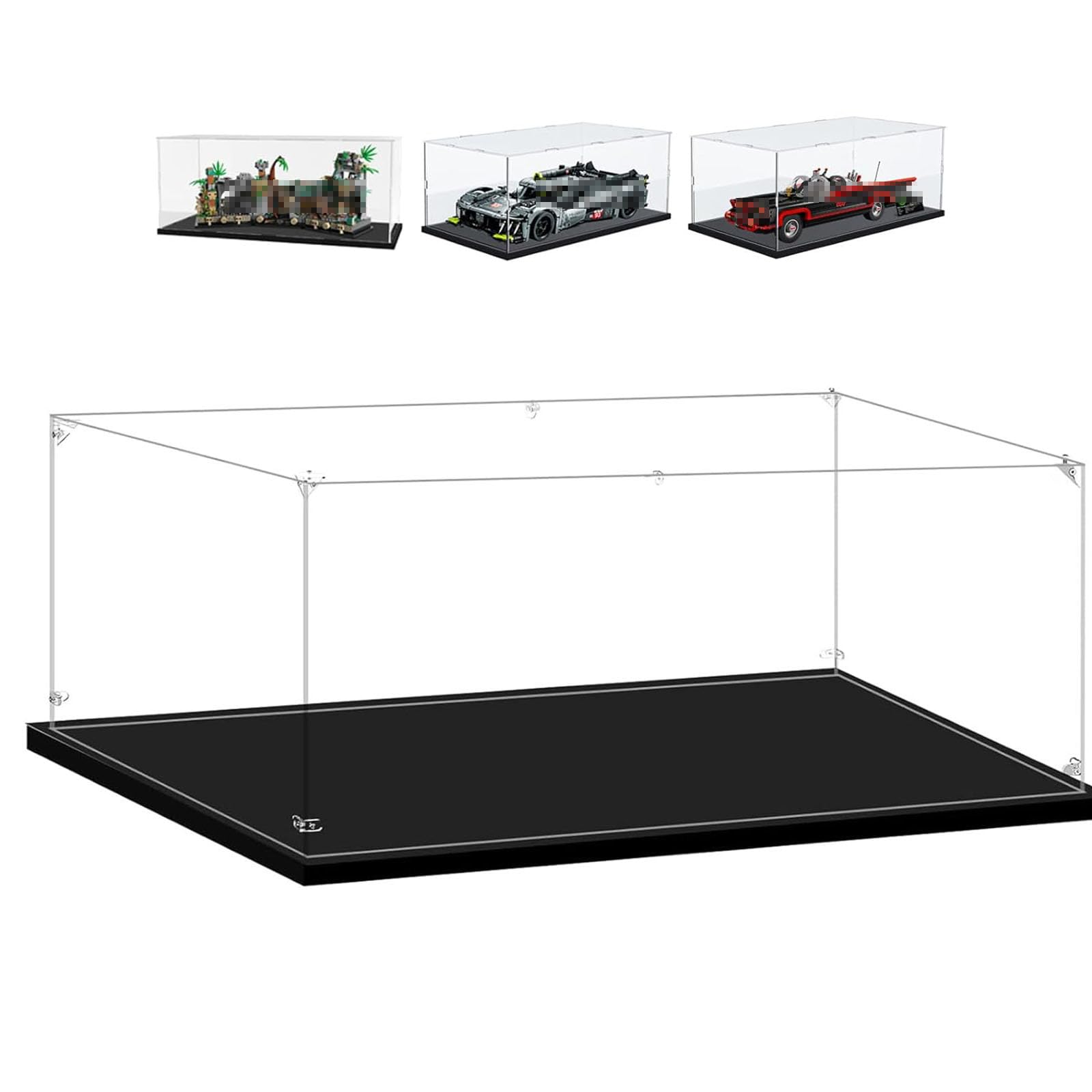 Vitrina Expositora para Colecciones,Vitrina Acrílica Transparente Antipolvo (Base Negra, 55x25x25cm)