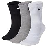 Nike Unisex Everyday Cotton Cushioned Training Crew Socks 3 Pack (B(SX7664-964)/W, Large)