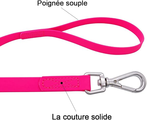 Waterproof Dog Training Leash 50FT 30FT 15FT 10FT 5FT Heavy Duty Recall Long Lead for Large Medium Small Dogs (30FT, Pink) - 2