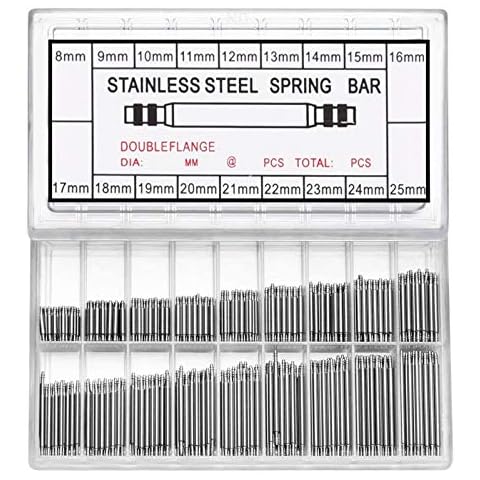 WIFUN 360 Pcs Spring Watch Strap Pins, Stainless Steel Watch Band Strap Link Pins for Watch Strap Bands Repair or Replacment(8mm -25mm) Cover