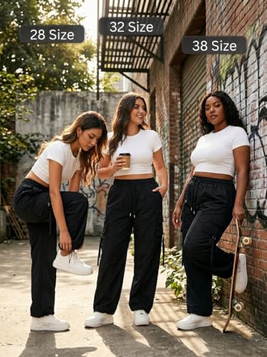 Image of Leriya Fashion Cargo Pants For Woman | Trousers For Womans |High Waist PolyCotton Trouser for Women - Flared Parachute Pants with Side Pockets |Womens Cargo Pant | Track Pant For Womans |Elegant for College & Events (Available in Plus Size)
