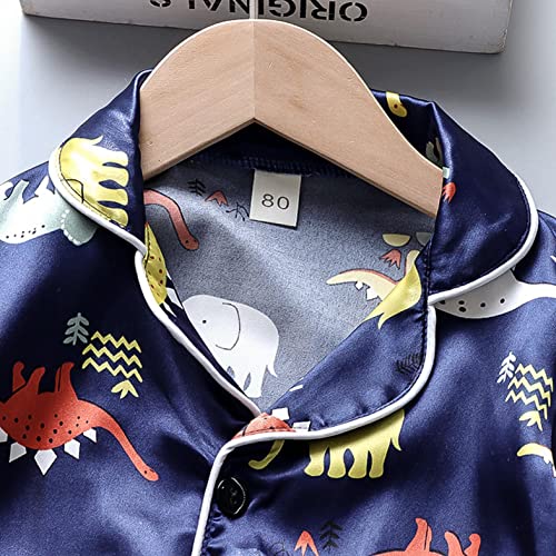 Btakanpp Toddler Pajamas Shorts Girls Outfits Baby Cartoon Sleeve Sleepwear Bear Toddler Boys Silk Pajamas With Robe Navy 4-5 Years #TOP3