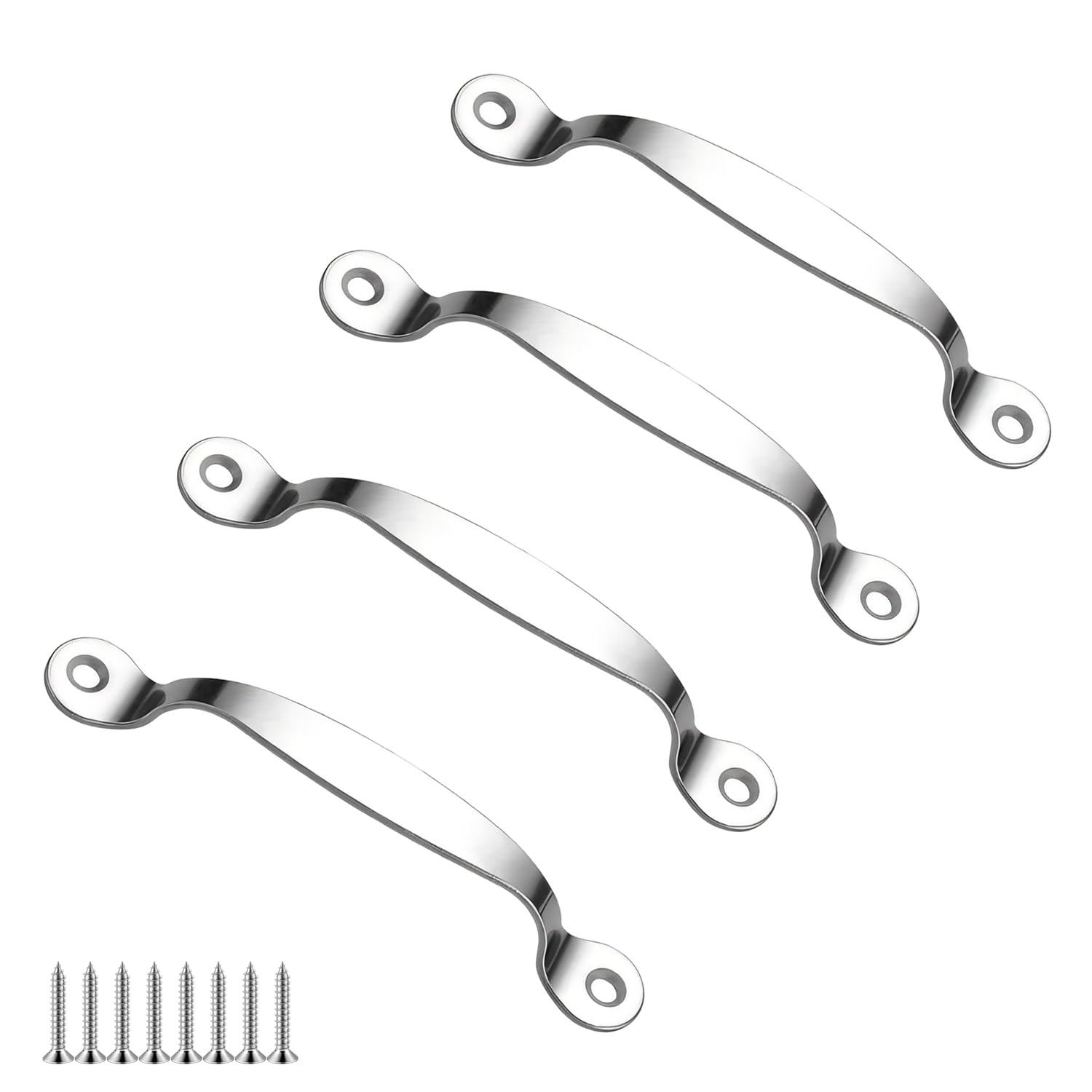 Qrity 4 Pcs Solid Stainless Steel Handles with Screws, Hole Center 100 mm