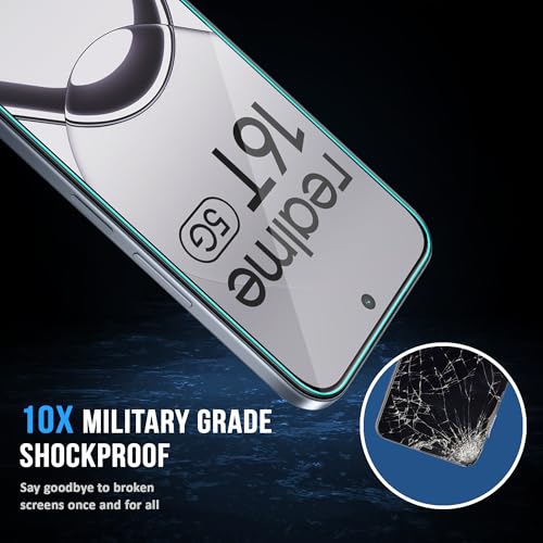 Image of FIRST MART Tempered Glass Screen Protector for Realme 16T - Full-Glue Screen Guard, 3D Edge to Edge, HD Clear, Bubble-Free, Case-Friendly, Black, Pack of 2