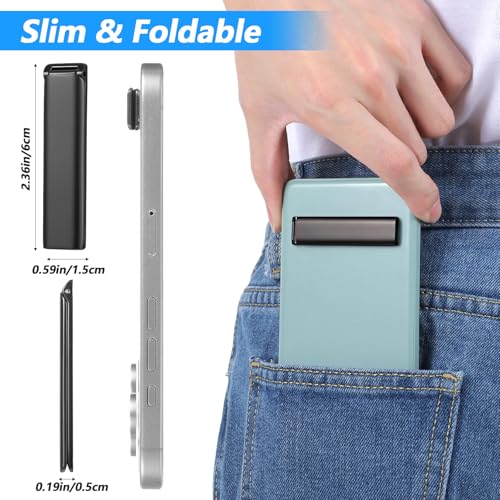 Ymapinc Aluminiowa podpórka na telefon, regulowany stojak na telefon komórkowy, samoprzylepna i niewidoczna podpórka na tablet, 2 szt., czarna