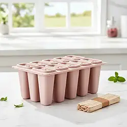 Center Util Forma de Picolé em Silicone, 10 Cavidades com Tampa,Inclui Guia para Palitos