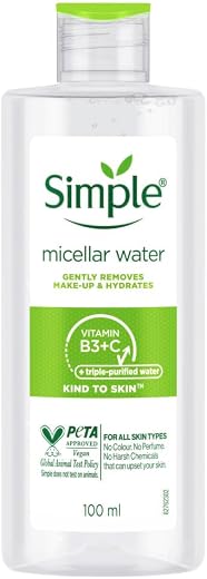 Simple Kind To Skin Micellar Cleansing Water 100 ml | Gently Removes Make-Up &amp; Hydrates | For All Skin Types