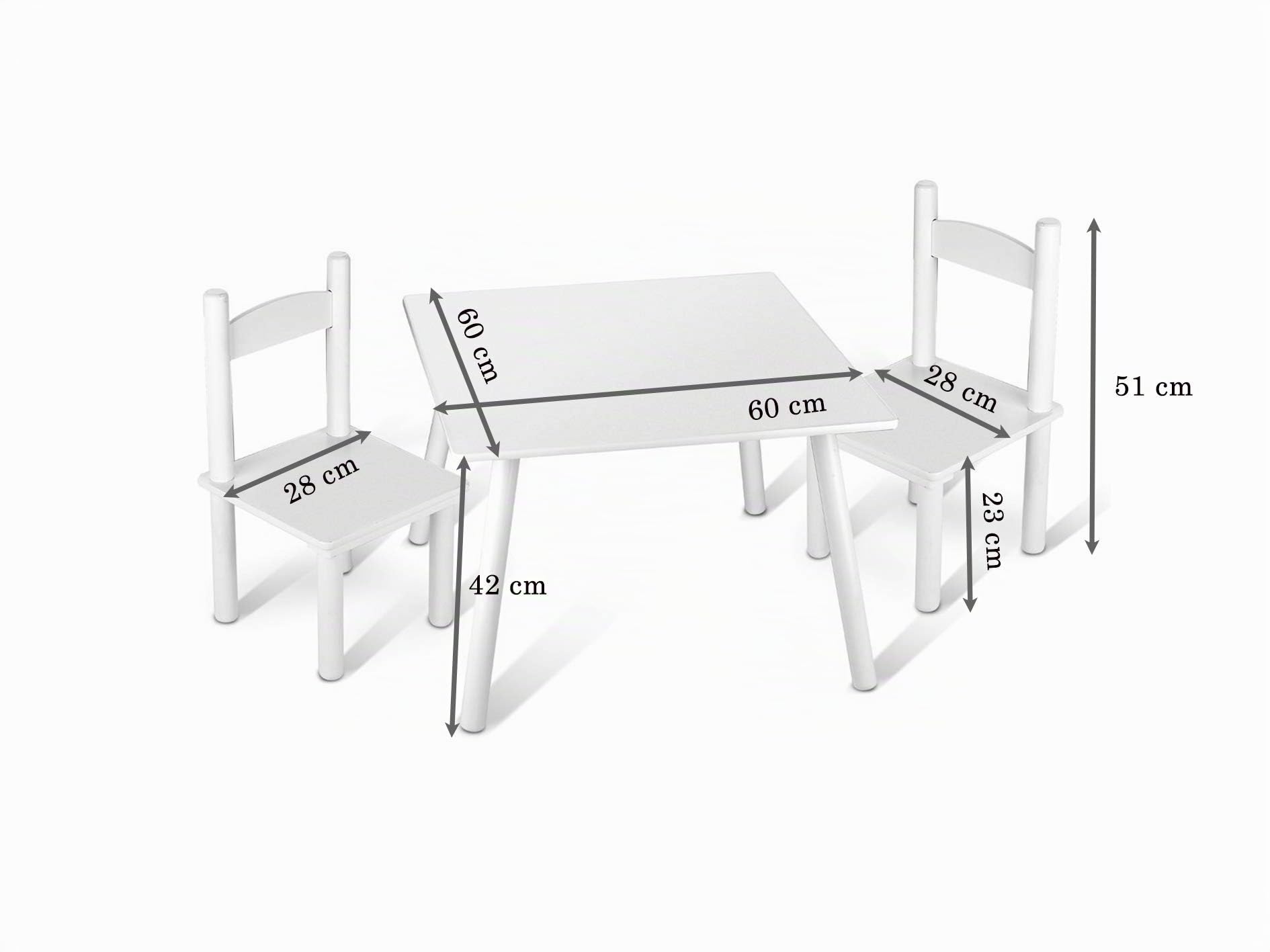 Leomark Table et 2 chaises Table pour Enfants Petit Bureau Couleur Blanc avec Motif Jungle Animaux Dimensions: L 60 x L 60 x H 42 Durable, Multiusage et Facile à Installer