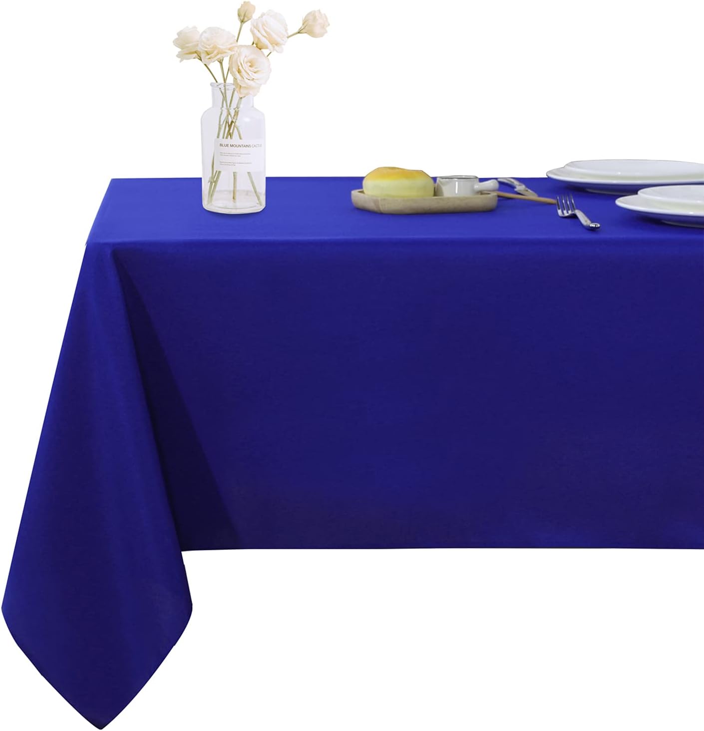 Fitable Rectangle Tablecloth Stain and Wrinkle Resistant Washable Polyester Table Cloth for Buffet Parties and Camping (54x108 inch, Sapphire)