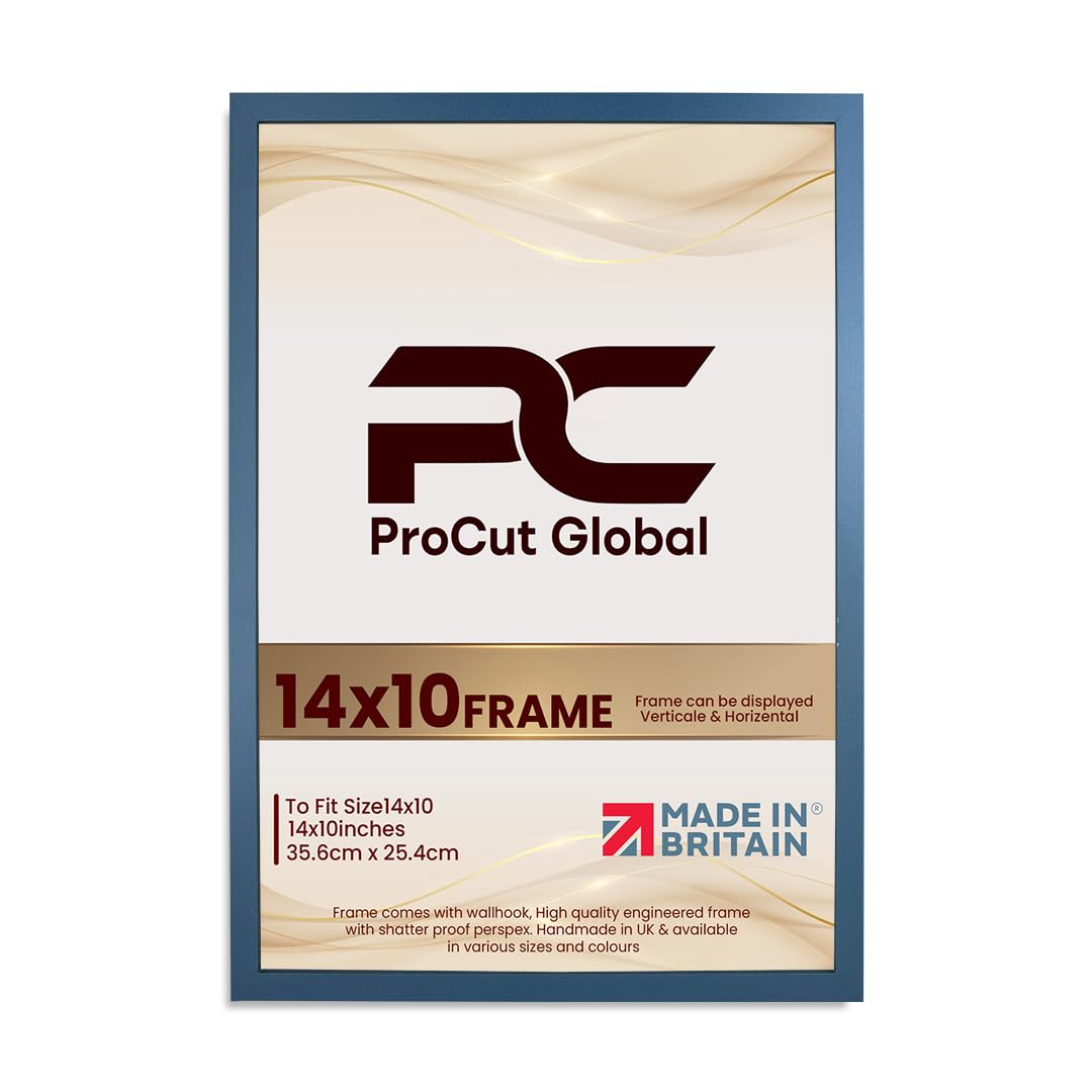 Procut Global 14X10 Navy Blue Picture Frames – Sleek Wooden Photo Frame with Shatterproof Perspex for Wall or Tabletop – Perfect for Posters, Certificates, Prints–Multiple Sizes & Colors Available — image 1