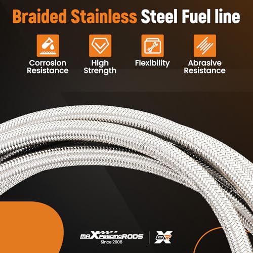 Image of maXpeedingrods Fuel Line Repair Kit for Chevrolet Cobalt (LS /LT) 2005-2010, QFF0015SS Stainless Steel Braided Fuel Line Kit for Chevrolet Cobalt LT Team Canada Coupe 2-Door 2010 19-801 | 819-811