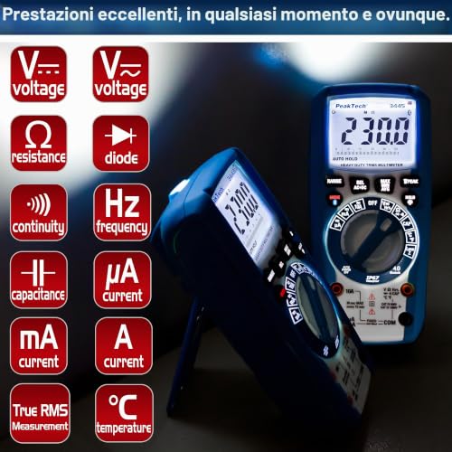 PeakTech 3445 – Multimetro digitale True RMS con Blueto...