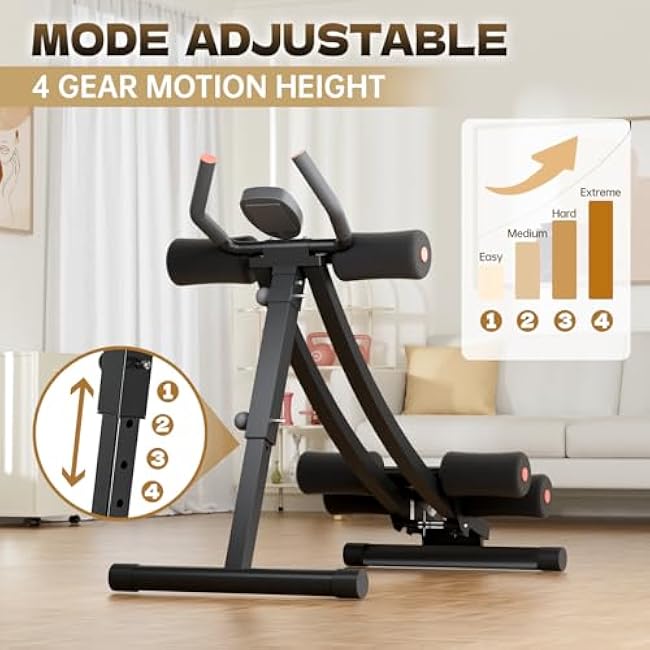 Abdominal Trainers, Adjustable AB Machine at Home or Gym for Core Strength Training, Ab Cruncher Foldable Fitness Gear for Men and Women Exercise &Workout