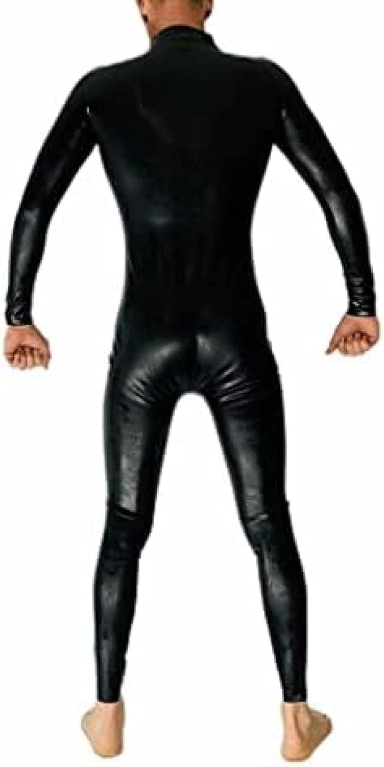 メンズ ラテックス ボディスーツ オープンクロッチホール 肩ジッパー付き,黒,XS メンズ ラテックス ボディスーツ オープン クロッチ ホール  ショルダー ストラップ ジッパー付き - ブラック,黒,XS セクシーなメンズブラック ラテックスフェチキャットスーツフロント ... メンズ ラテックス ボディスーツ オープンクロッチホール ショルダーストラップジッパー付き,黒,XL