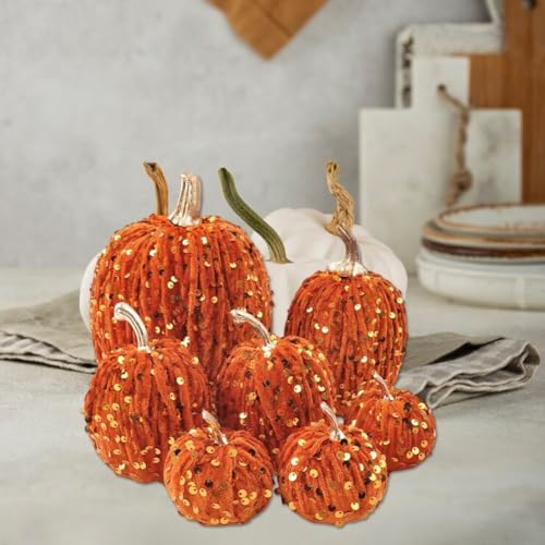 Calabazas artificiales falsas que no se pudren para tu decoración otoñal de mesa 7