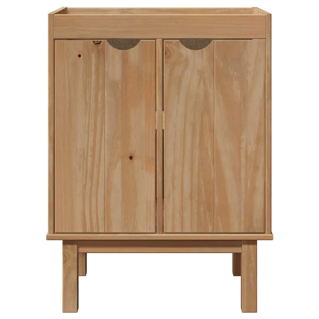 Mueble lavabo OTTA de madera maciza de pino 59 x 40 x 80 cm con acabado en cera de miel, mueble de baño con 2 puertas, espacio de almacenamiento para lavabo y baño