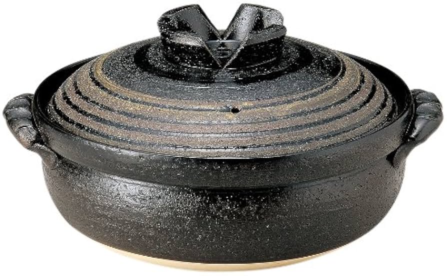 Amazon.co.jp: 三陶 土鍋 9号 4-5人用 黒釉ライン 萬古焼 IH対応