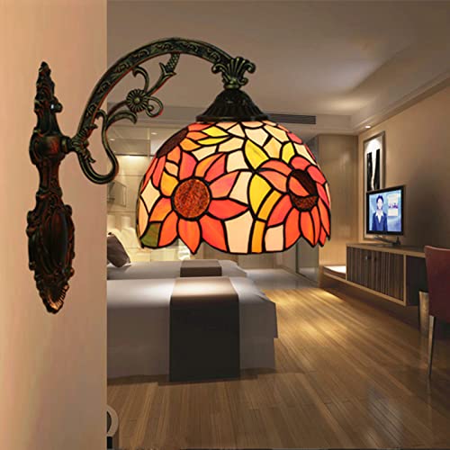 Apliques de pared de vidrieras con elegante diseño de girasol estilo Tiffany 5
