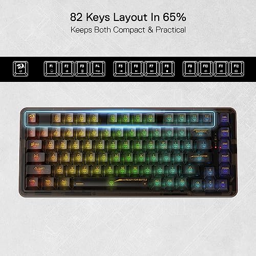 K649 PRO Tastiera da Gioco RGB Wireless, 78%, 82 Tasti Meccanica Trasparente, Hot-Swap, 5 Strati di Attenuazione, US Layout - Tastiera gaming - Immagine 3