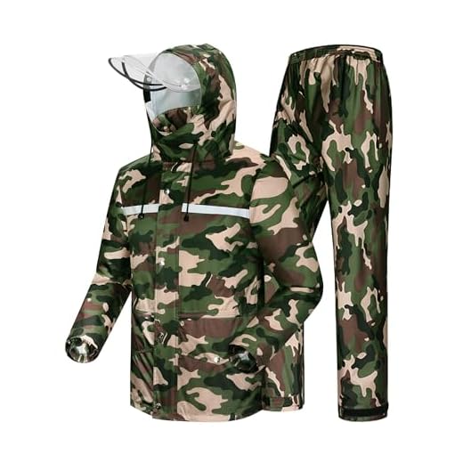 iCreek Rain Suit Jacket & Trouser Suit Raincoat for Men & Women Outdoor All-Sport Waterproof Breathable Anti-storm (L-USA, Army green camouflage)