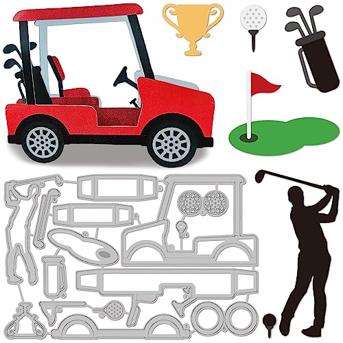 GLOBLELAND Golf Cart Cutting Dies for DIY Scrapbooking Metal Golf Tools Sport Die Cuts Embossing Stencils Template for Paper Card Making Decoration Album Craft Decor