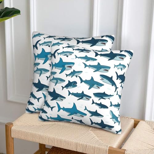 Housse de coussin requin avec différents gestes imprimés lot de 2 pièces