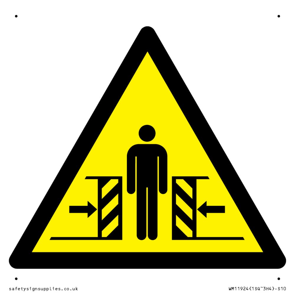 W019 Warning: Crushing Sign - 100x100mm - S10