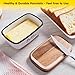 Butter Dish with Lid, ALELION Large Ceramic Butter Dish for Countertop, Butter Keeper with Thick Acacia Wood Lid, Kitchen Decor and Accessories for Kitchen Gifts, White