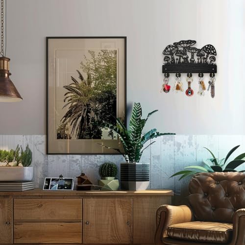 Gancho de madera de hongo para llaves de pared con temática mágica y ganchos de aleación 8