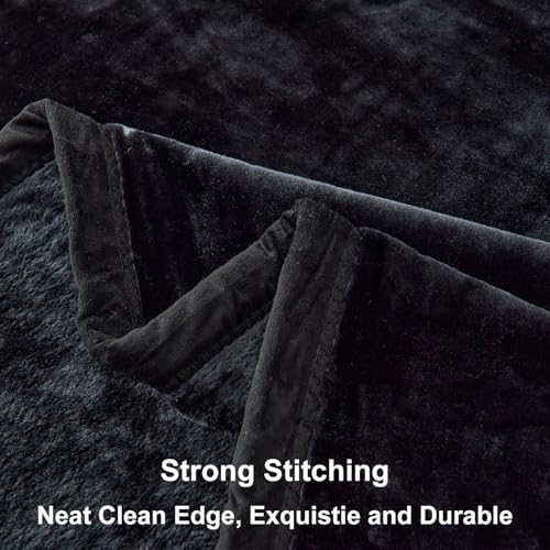 Image of JYK Fleece Plush Blanket 4.4 LB, 1 Ply, Korean Mink Blanket King 85 inch x 95 inch - Super Soft and Warm, Lightweight and Cozy Fuzzy Solid Color Fleece Blanket for Bed, Black
