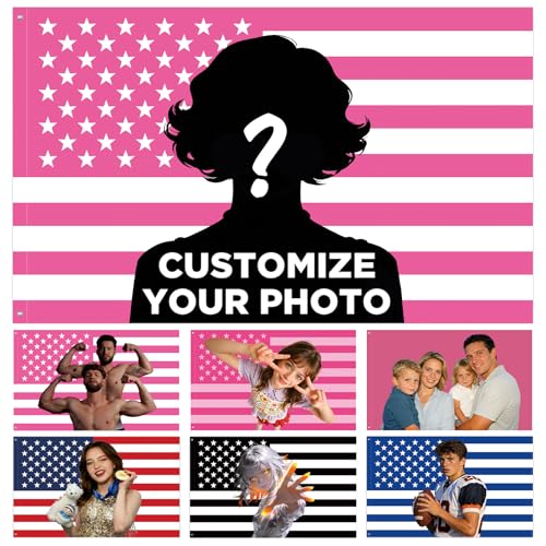 Personalisierte Flagge Selbst Gestalten Fahne Selbst Gestalten Amerika Flagge Personalisieren mit Gesicht/Foto/Logo/Text USA Flagge Selbst für Schlafsäle Schlafzimmer Garten Dekoration