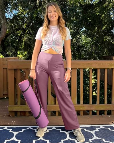 Image of G4Free EverGoing Yoga Pants Women Wide Leg Pants with Pockets High Waist Stretch Dress Casual Sweatpants Petite /Regular /Tall