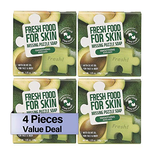 Fresh Food For Skin Missing Puzzle Soap 4pack (12 Scents) (Avocado Smoothing) , by Farmskin