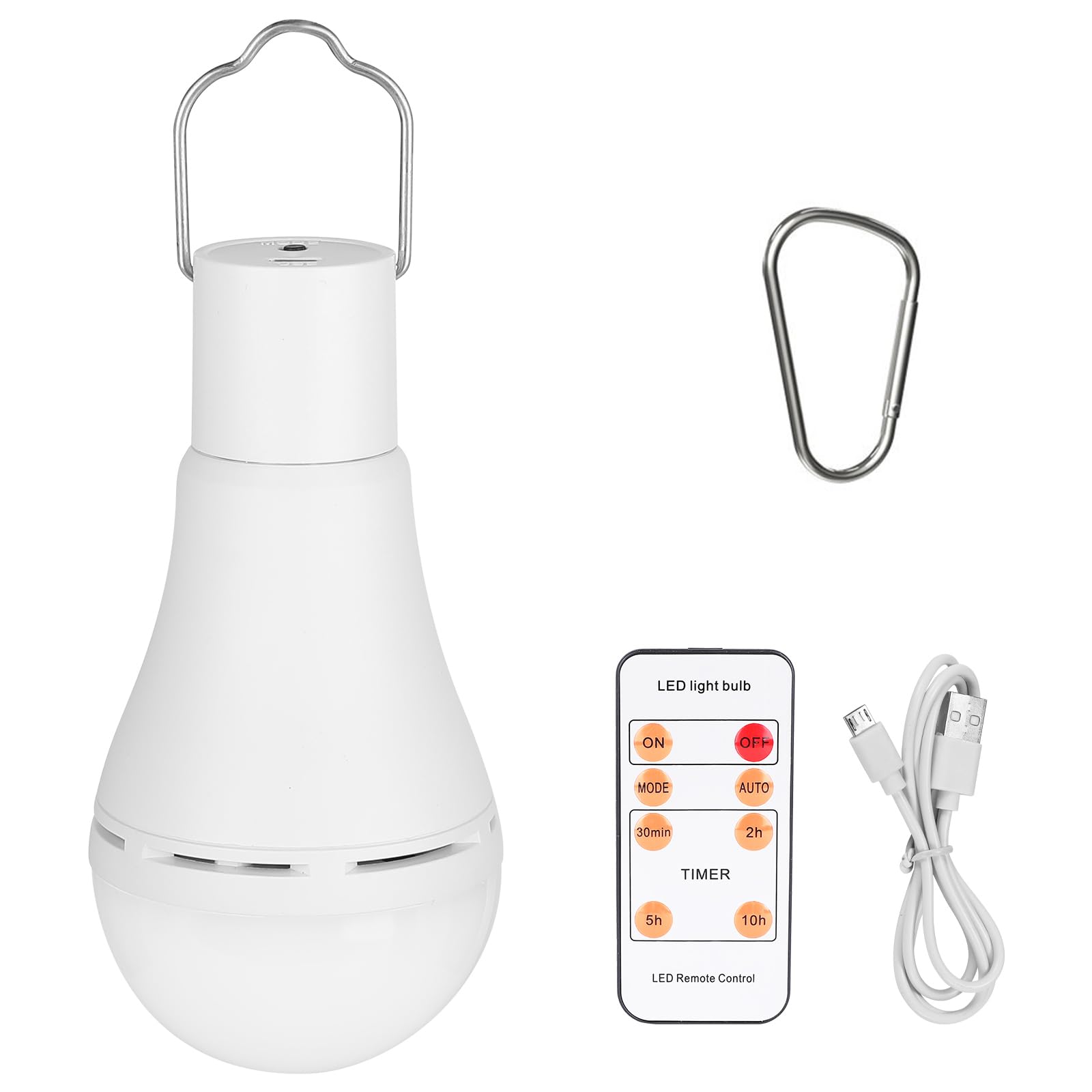 USB Rechargeable Light Bulb, Wireless Light Bulb With Remote Control And Timer, Light Sensor Bulb, Bulbs For Lamps 7W LED Bulb Dimmable Battery, 4 Outdoor Lighting Modes Camping Emergency With Hook