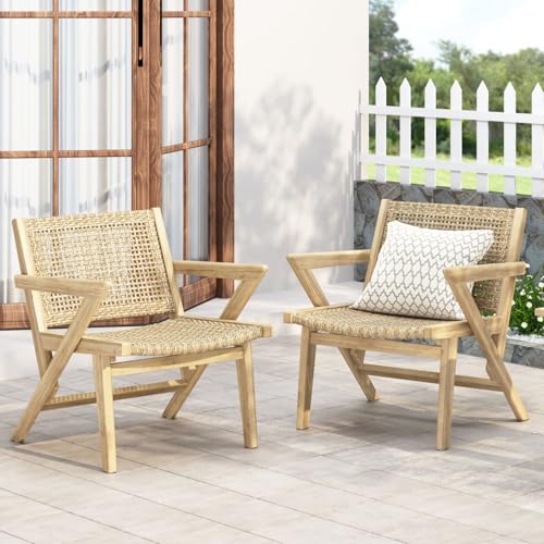 Braxton Chair (Set of 2) Wicker Light Brown Transitional Rustic