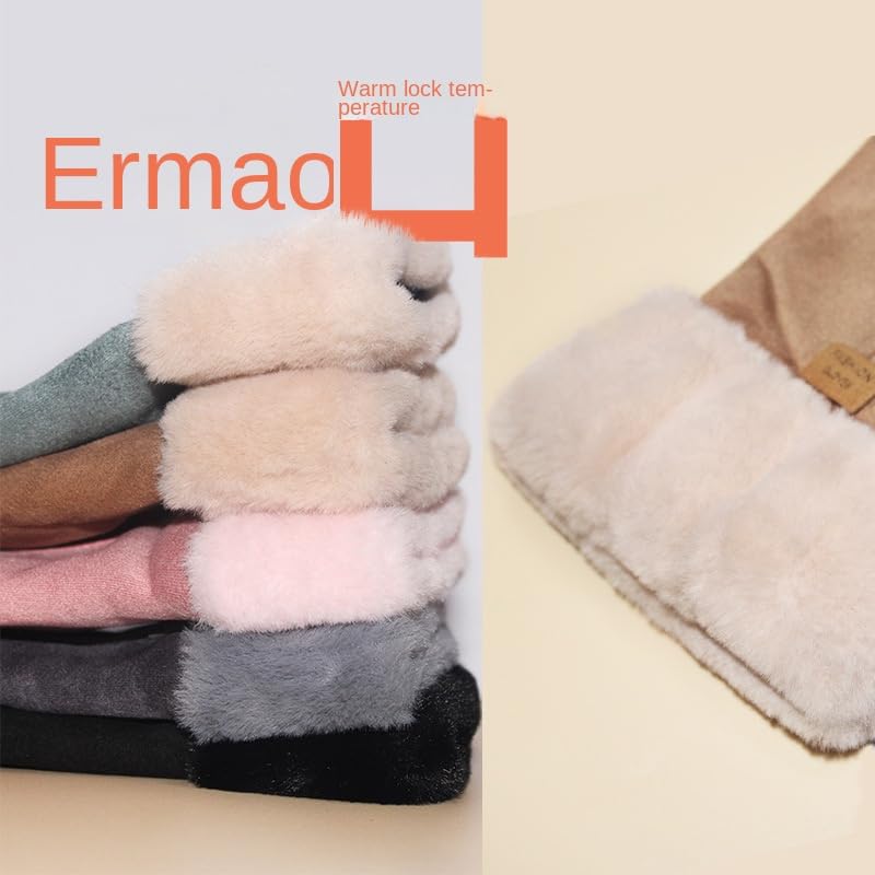 Gants D'hiver En Daim Polaire Pour Femme, Gants Pour écran Tactile Doublés De Fourrure, Gants De Cyclisme Coupe-vent épais (taille 14, Taille Unique