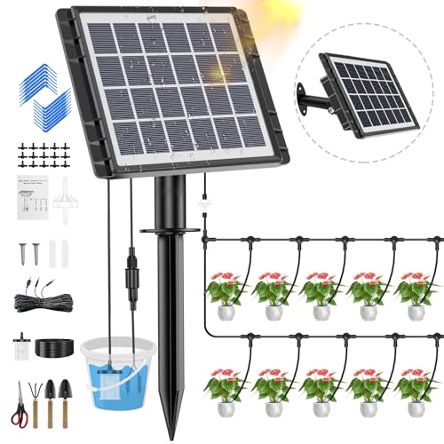 Drip-Irrigation-System-Skycow-Solar-Automatic-Drip-Irrigation-Kit-System-15-Potted-Indoor-Outdoor-Garden-Balcony-Anti-Siphoning-Plant-Watering-System-25-Timing-Mode-1500mAh-Battery-49FT