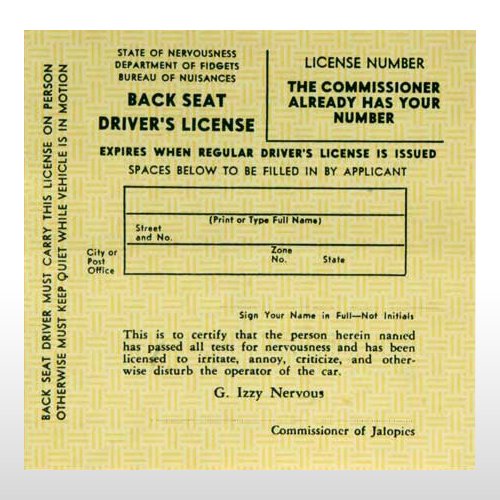 Back Seat Drivers License