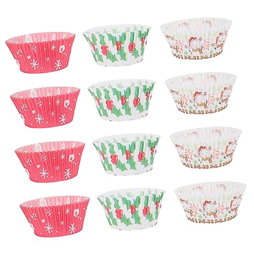 HEMOTON 375 Pezzi Tazze Di Torta Di Natale Pirofile Natalizie Pirottini Per Muffin Delle Feste Pirottini Natalizi Involucri Di Cupcake Natalizi Involucri Da Forno Vassoio Carta Mini